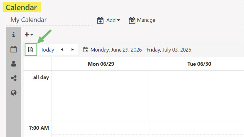 Export to PDF Button