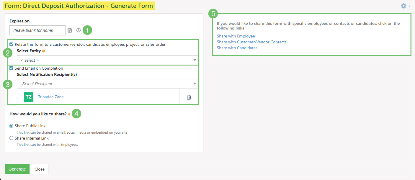 The Form Generation Settings