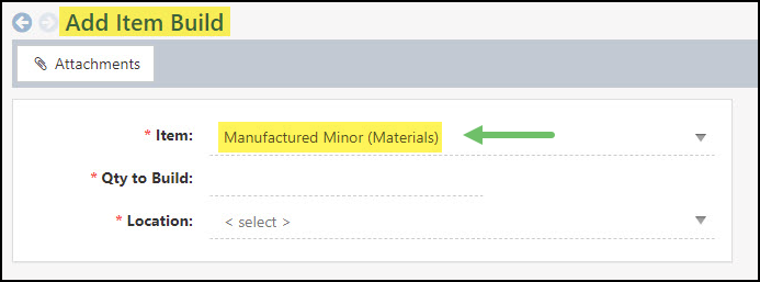 The Item Selection for a New Item Build.