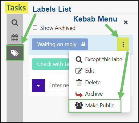 Making a Task Label Public