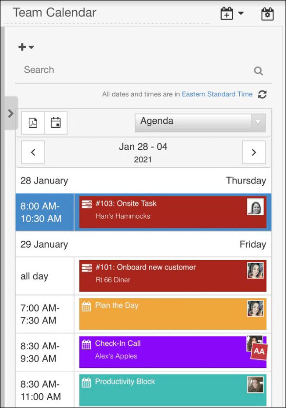 Mobile Calendar in Agenda View