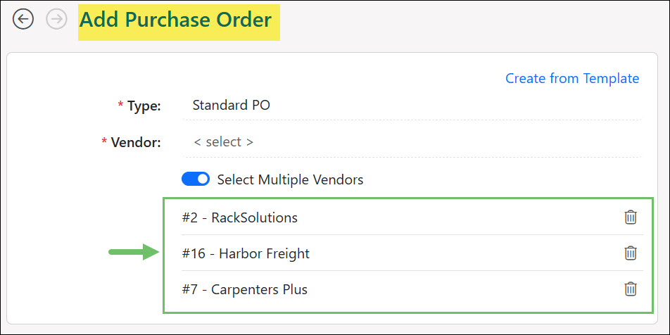 Multiple Vendors Selected on a Purchase Order