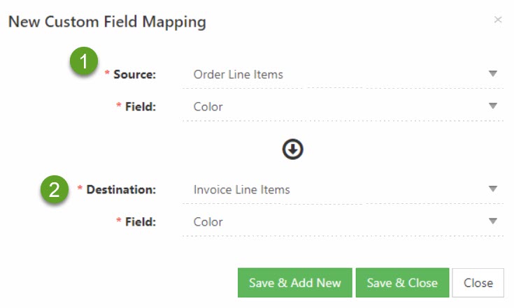 Example of New Custom Field Mapping