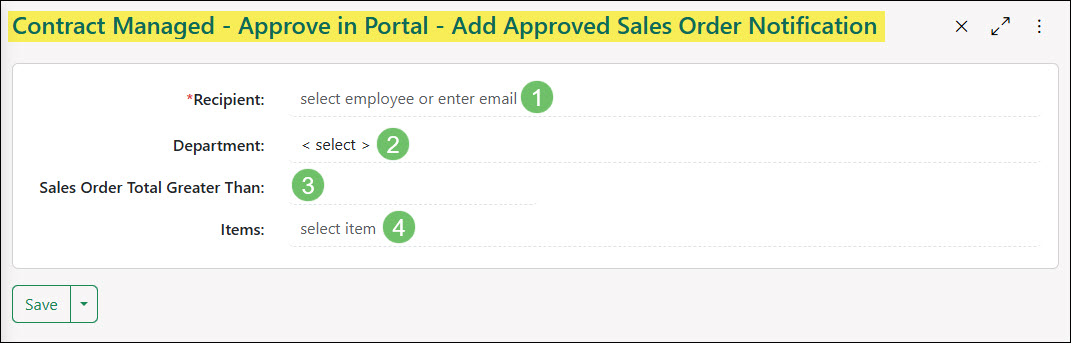 Example of the Approved Order Notification Settings