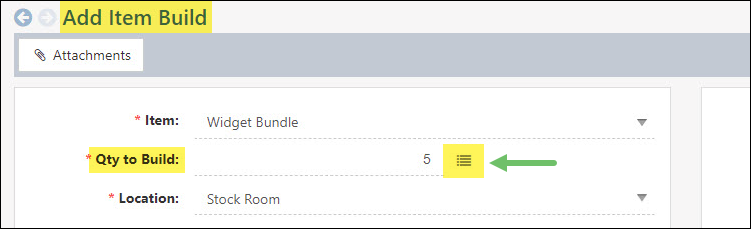 The Option to Add Lot Numbers to an Item Build.