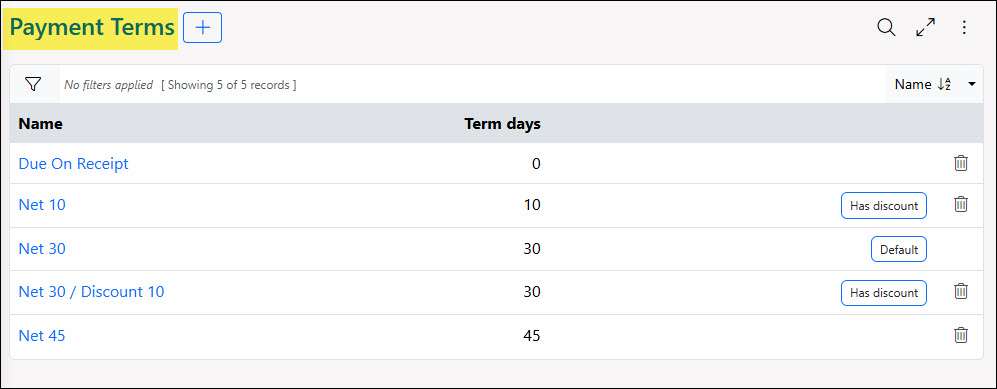 Payment Terms for Purchase Orders and Bills