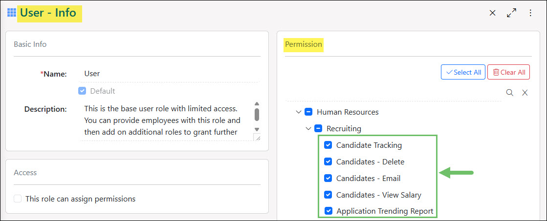 Permissions Related to Processing Candidates and Reporting on Candidates