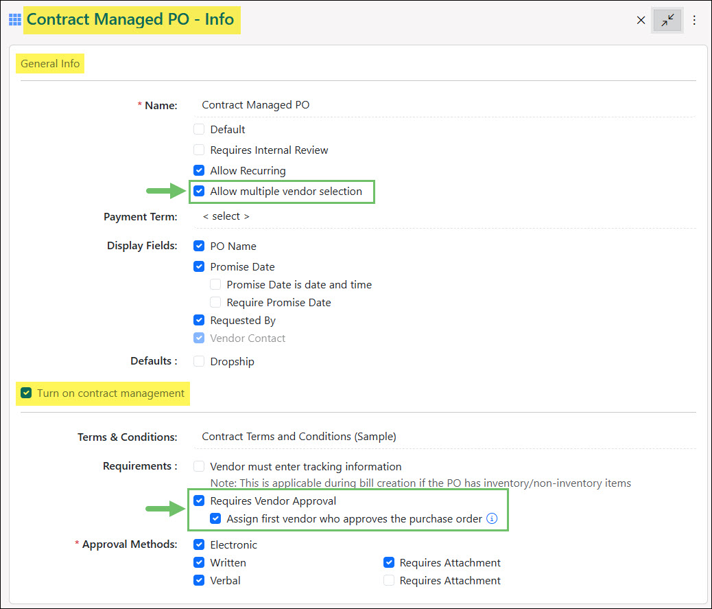 Purchase Order Type Configured to Assign First Vendor Who Approves the Purchase Order