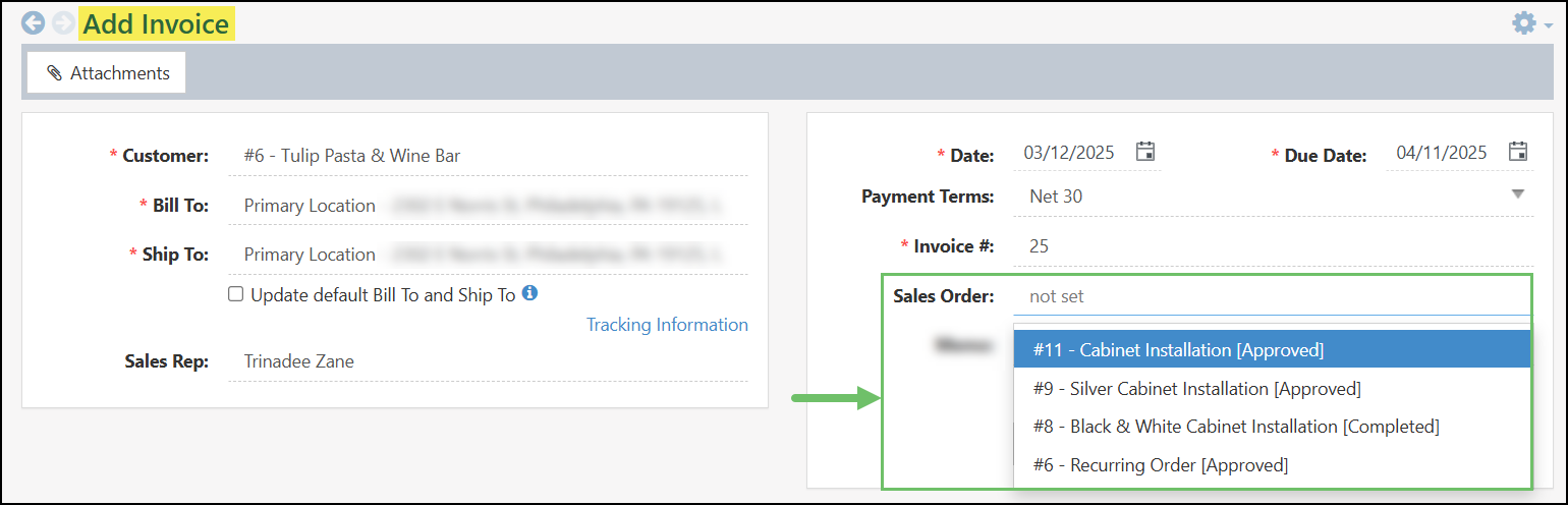 Relating a Sales Order to an Invoice