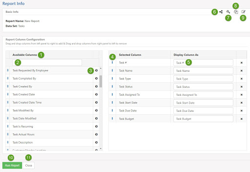 Example of Report Configuration Screen