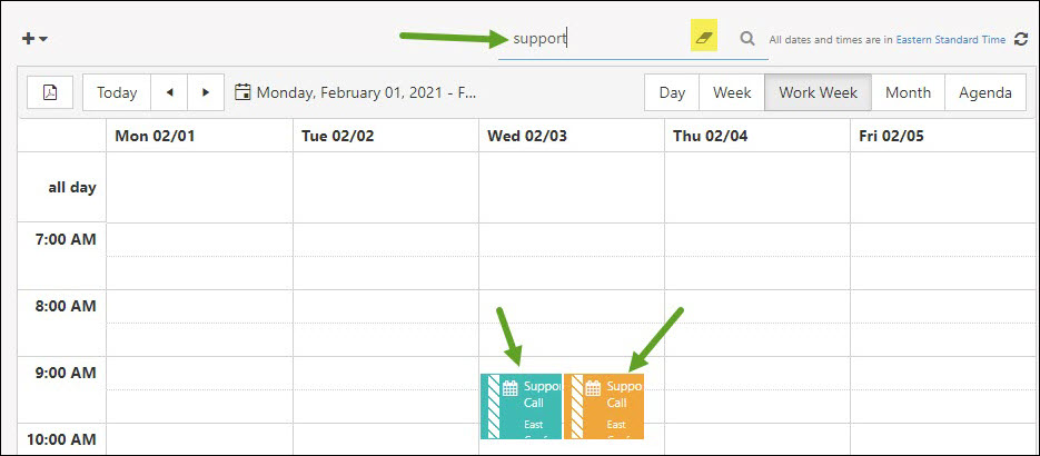 Search Calendar Option & Eraser Button