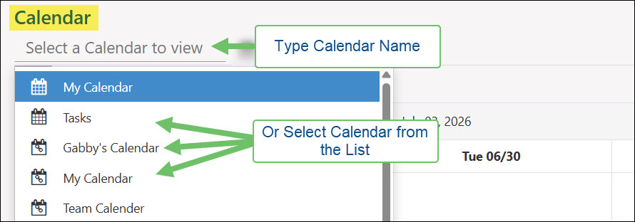 Selecting a Calendar