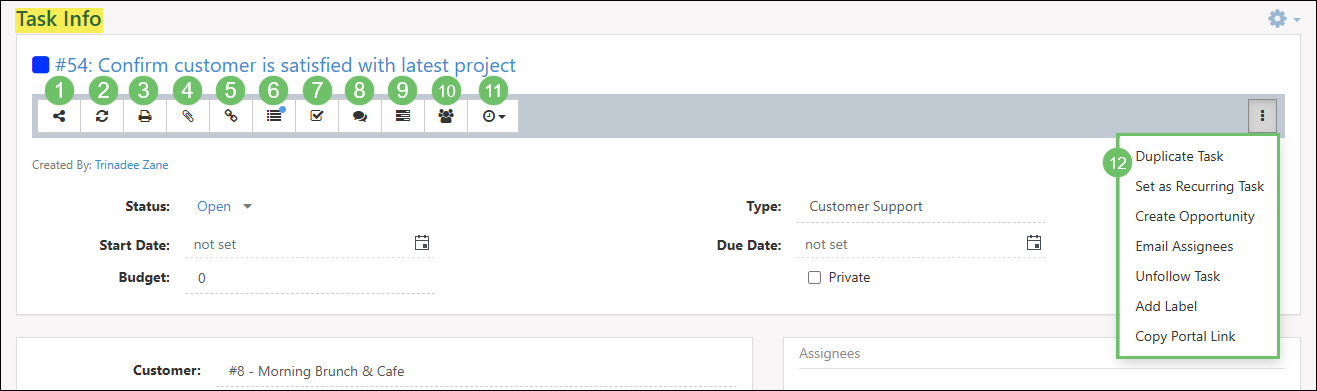 Task Action Options