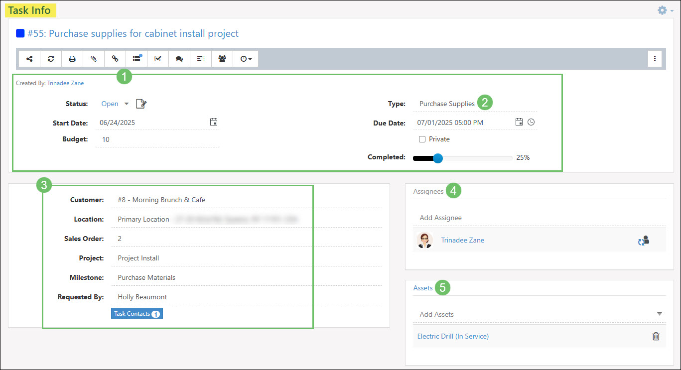 Task Info Fields