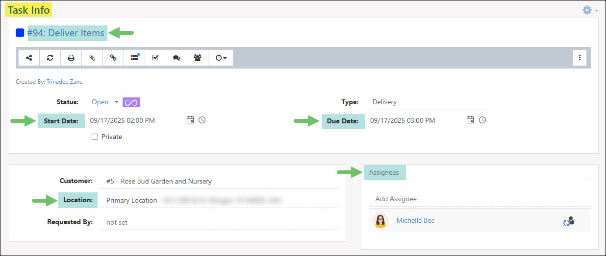 Task Info That will Update in Onfleet When Updated in Striven