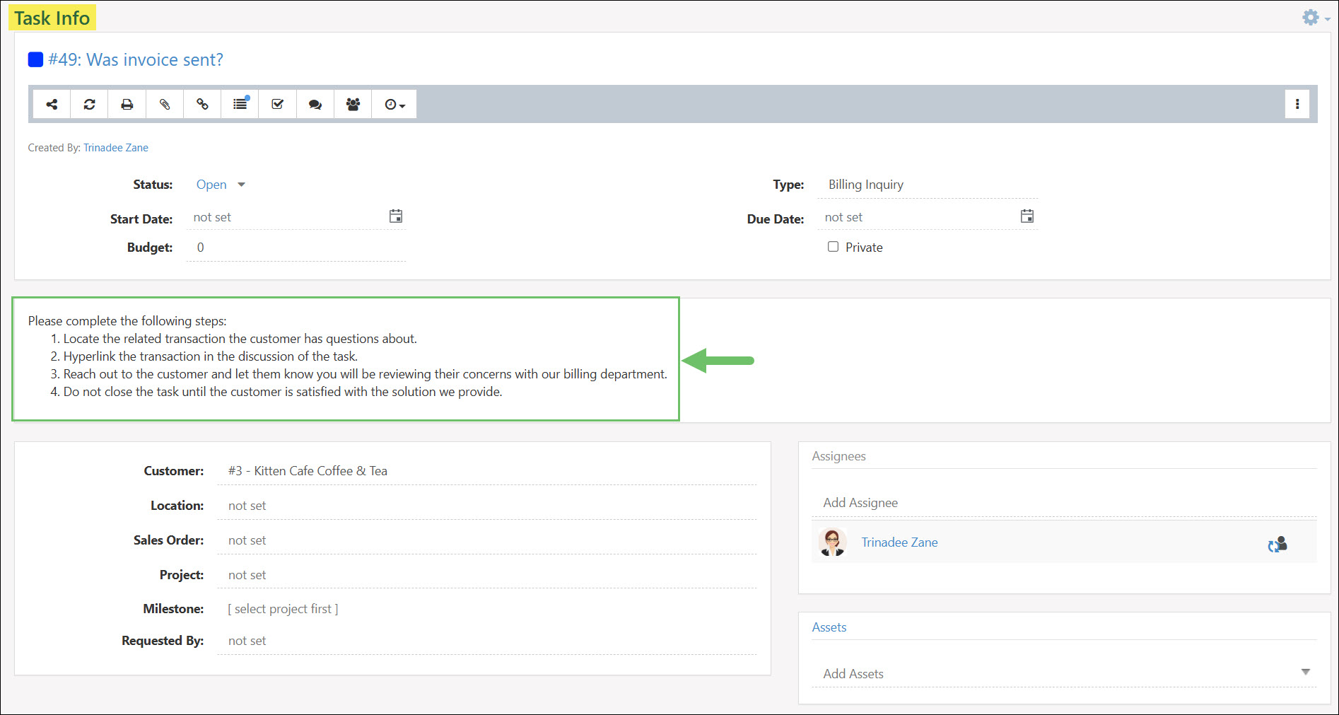 Task Type Description Displayed in Task