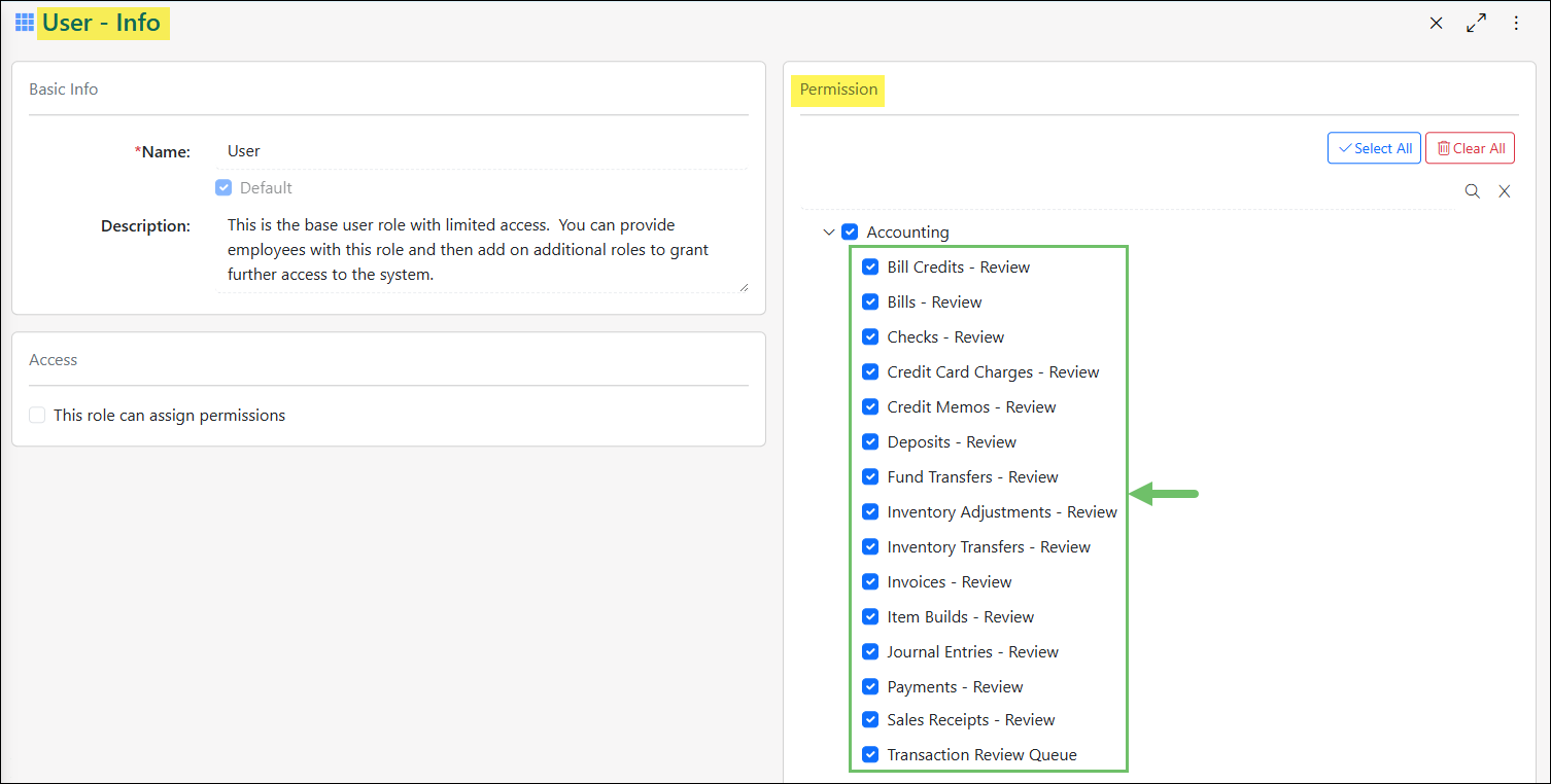 The Transaction Review Queue Related Permissions