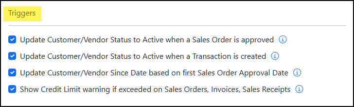 The Triggers Settings section of CRM Settings Page