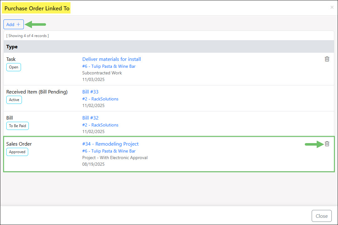 A Manually Related Entity to a Purchase Order