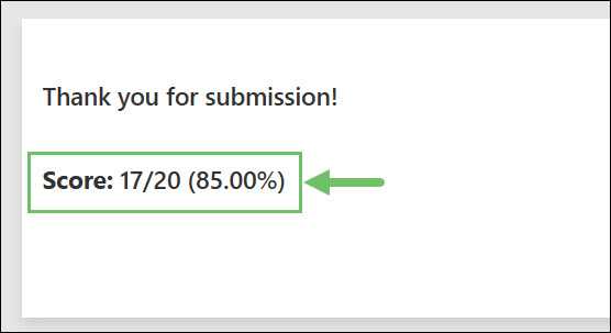 A Score on a Completed Quiz