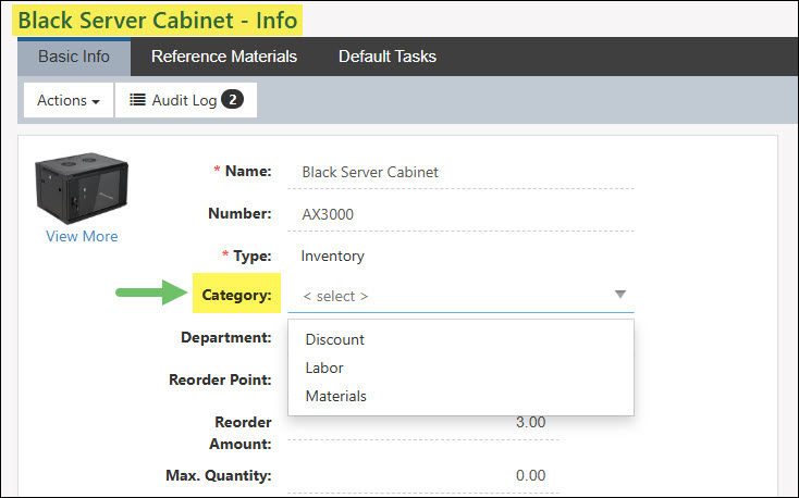 An Category Location for an Item