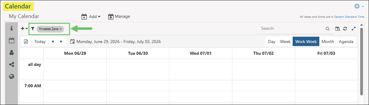 An Event Filter on a Calendar