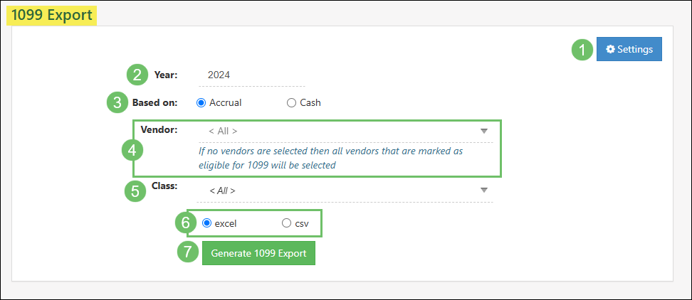 The 1099 Export Page