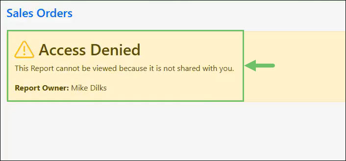 The Access Denied Page for the Report Builder