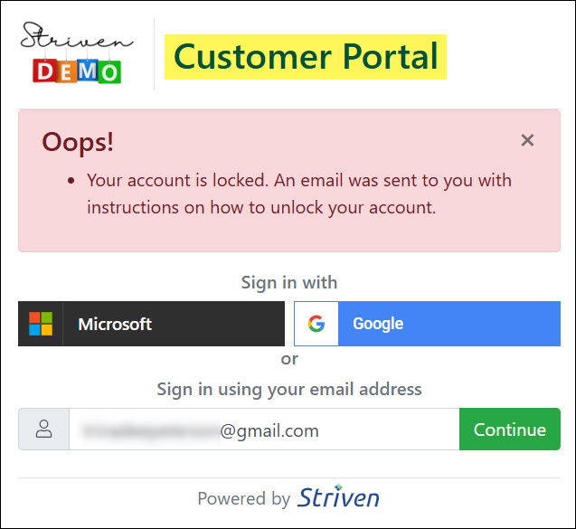 The Account Lockout Alert for the Portal