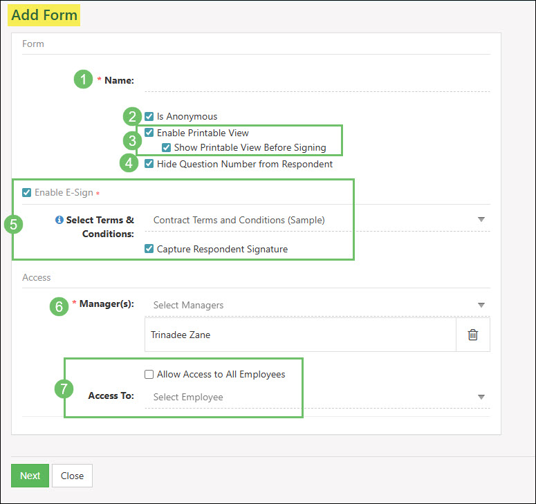 The Add Form Page