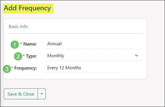 The Add Frequency Page