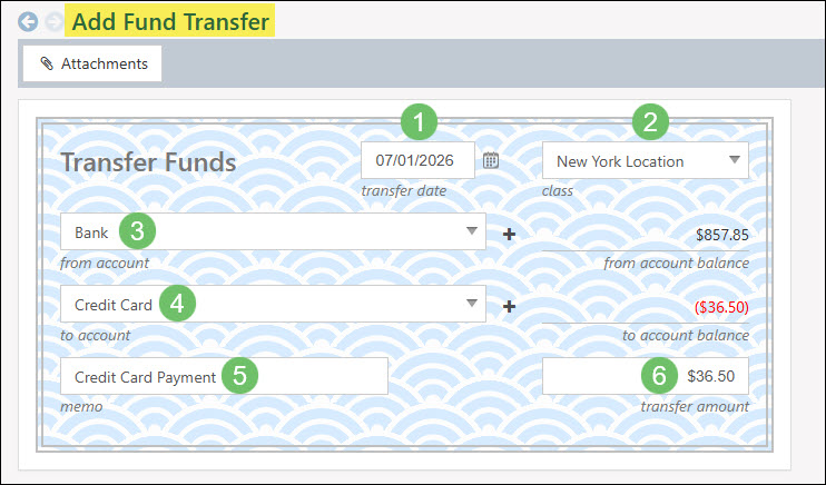 The Add Fund Transfer Page
