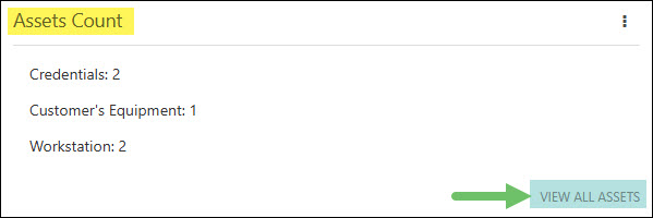 The Assets Count Widget from a Customer or Vendor Dashboard