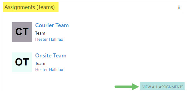The Assignments (Teams) Widget