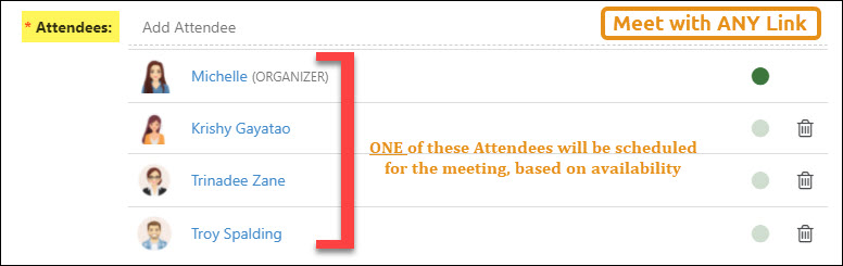 The Attendee Settings for Meet with ANY External Appointment Link
