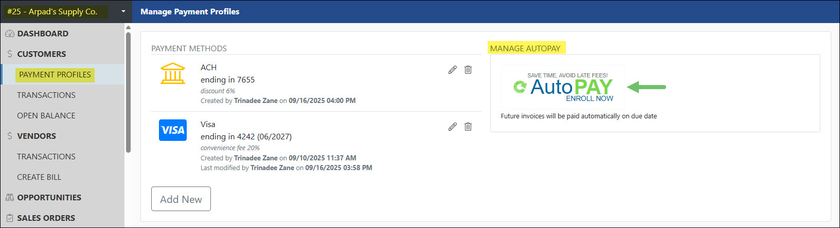 The AutoPay Option in the Customer Portal