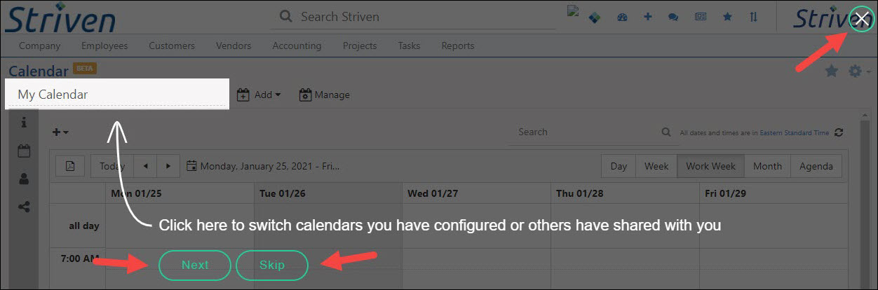 The Calendar Guided Tour Option