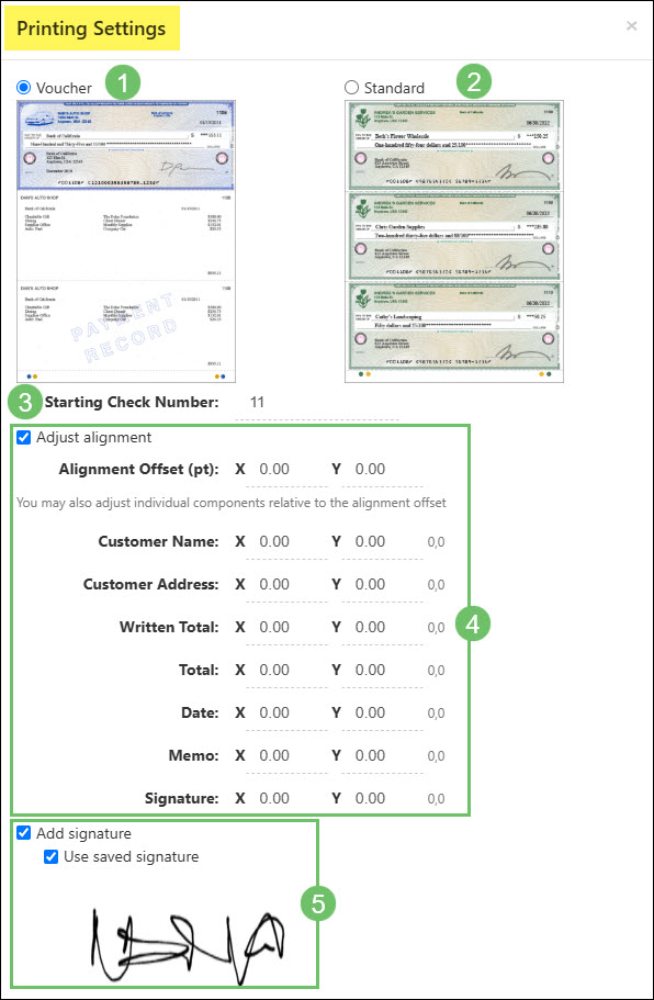 The Check Printing Settings