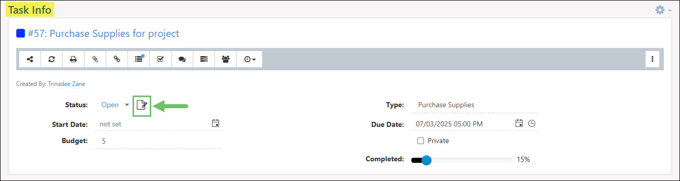 The Completion Signature Icon on a Task