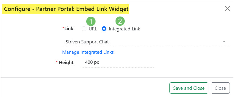 The Configuring an Embed Link Widget for the Portal Dashboard