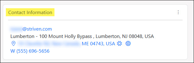 The Contact Information Widget on the Contact Dashboard