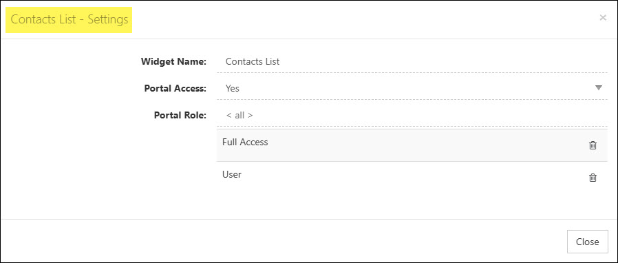 The Contacts List Widget Settings