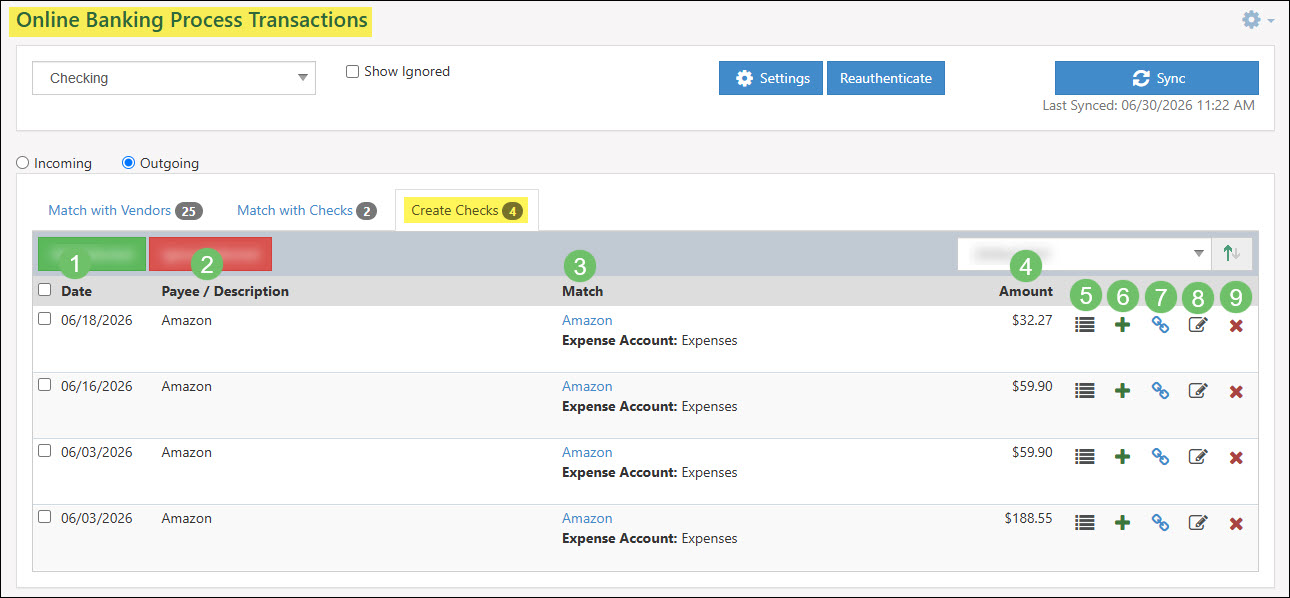 The Create Checks Tab in Online Banking
