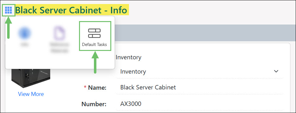 The Default Tasks Option on an Item