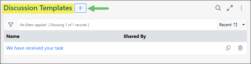 The Discussion Templates List