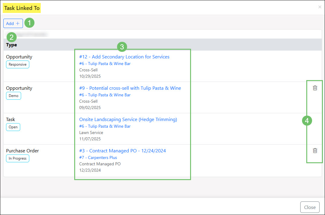 The Information and Actions Available in the Task Linked To Window
