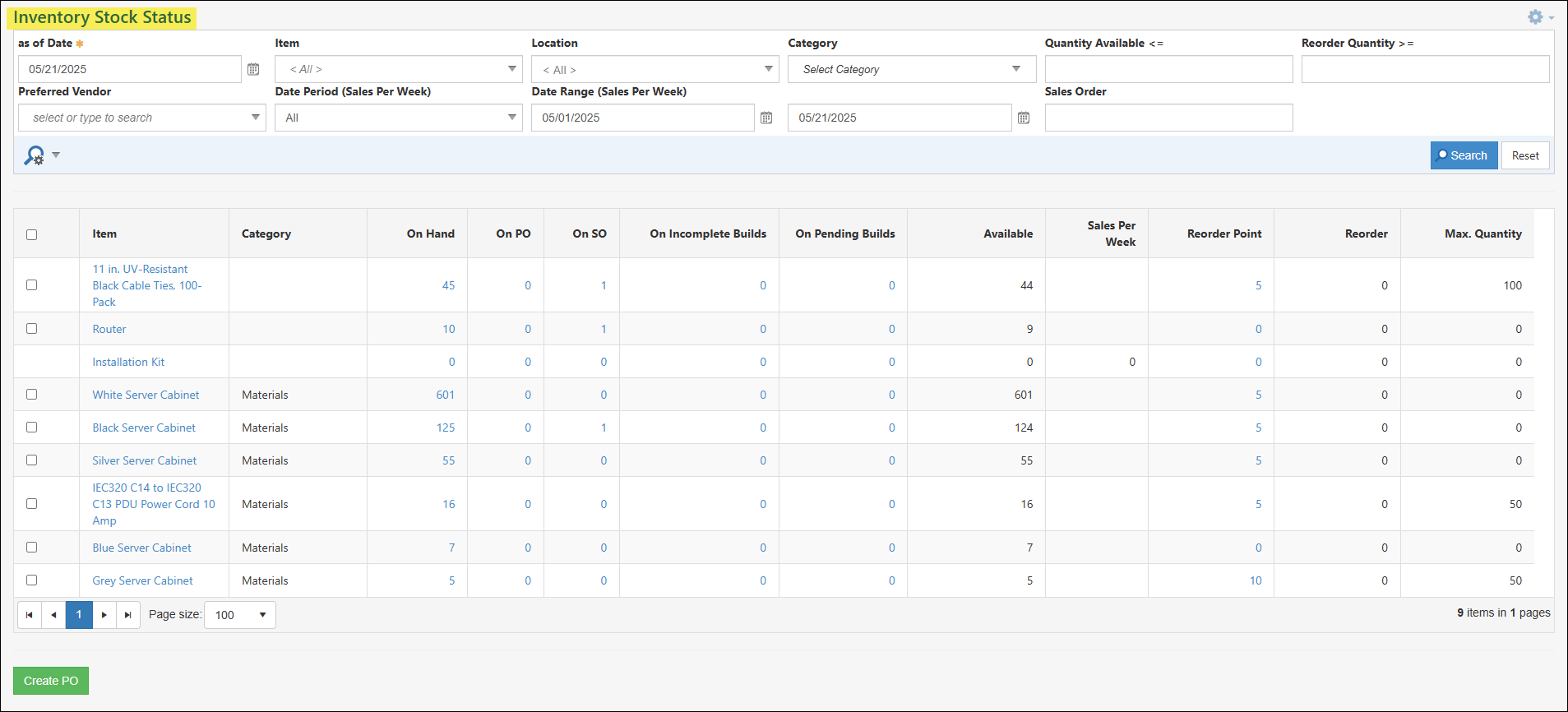 The Inventory Stock Status Report