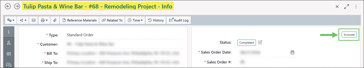 The Invoiced Tag on a Sales Order