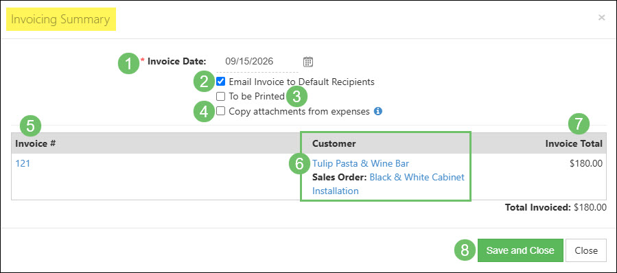 The Invoicing Summary for a Time & Expense Invoice
