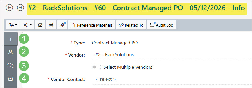 The Left-Side Navigation Bar on a Purchase Order